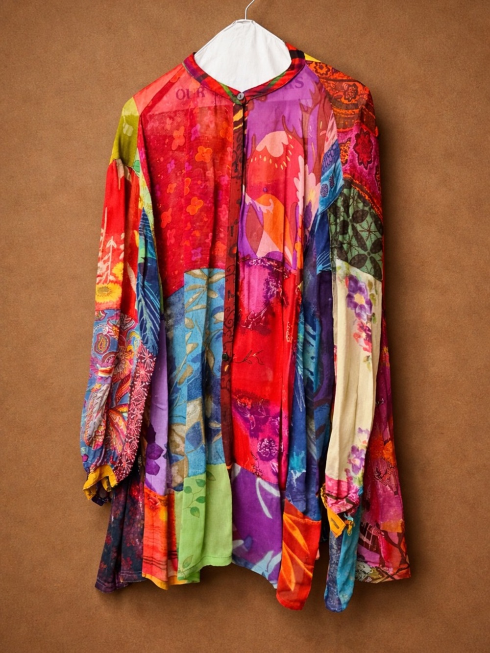 Sacred Threads (M) Multicolor Patchwork Bohemian Women’s Tunic Top